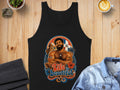 Black tank top featuring a muscular man, flags, and "Life is Beautiful" text.