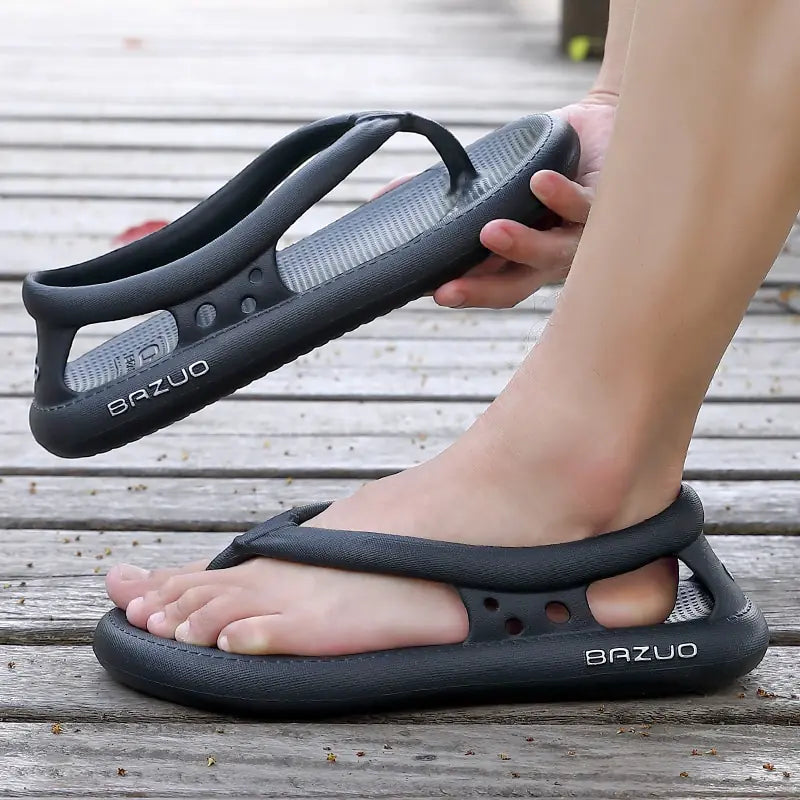 Man Non-slip Flip Flops Hollow Out Slippers