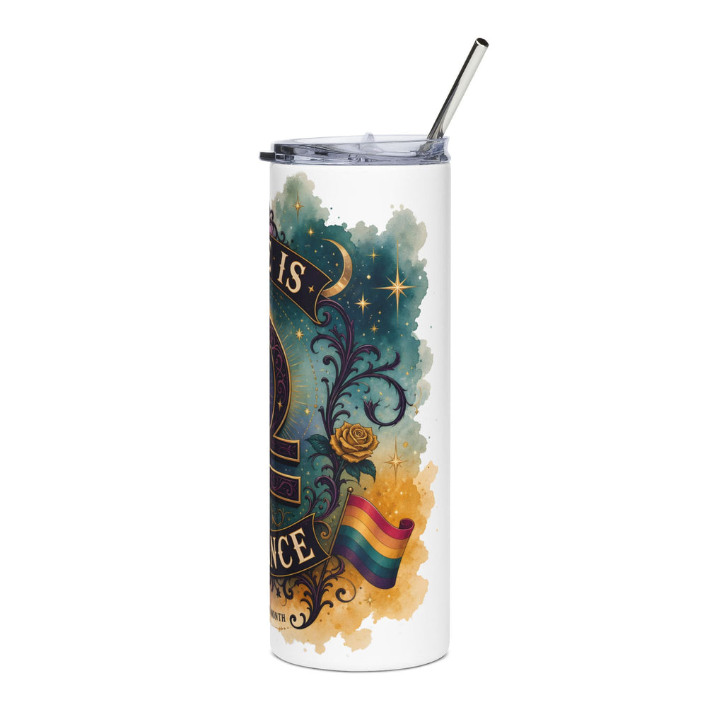 Tumbler — "Love Is Balance" Rainbow Pride 20oz Stainless Steel Tumbler