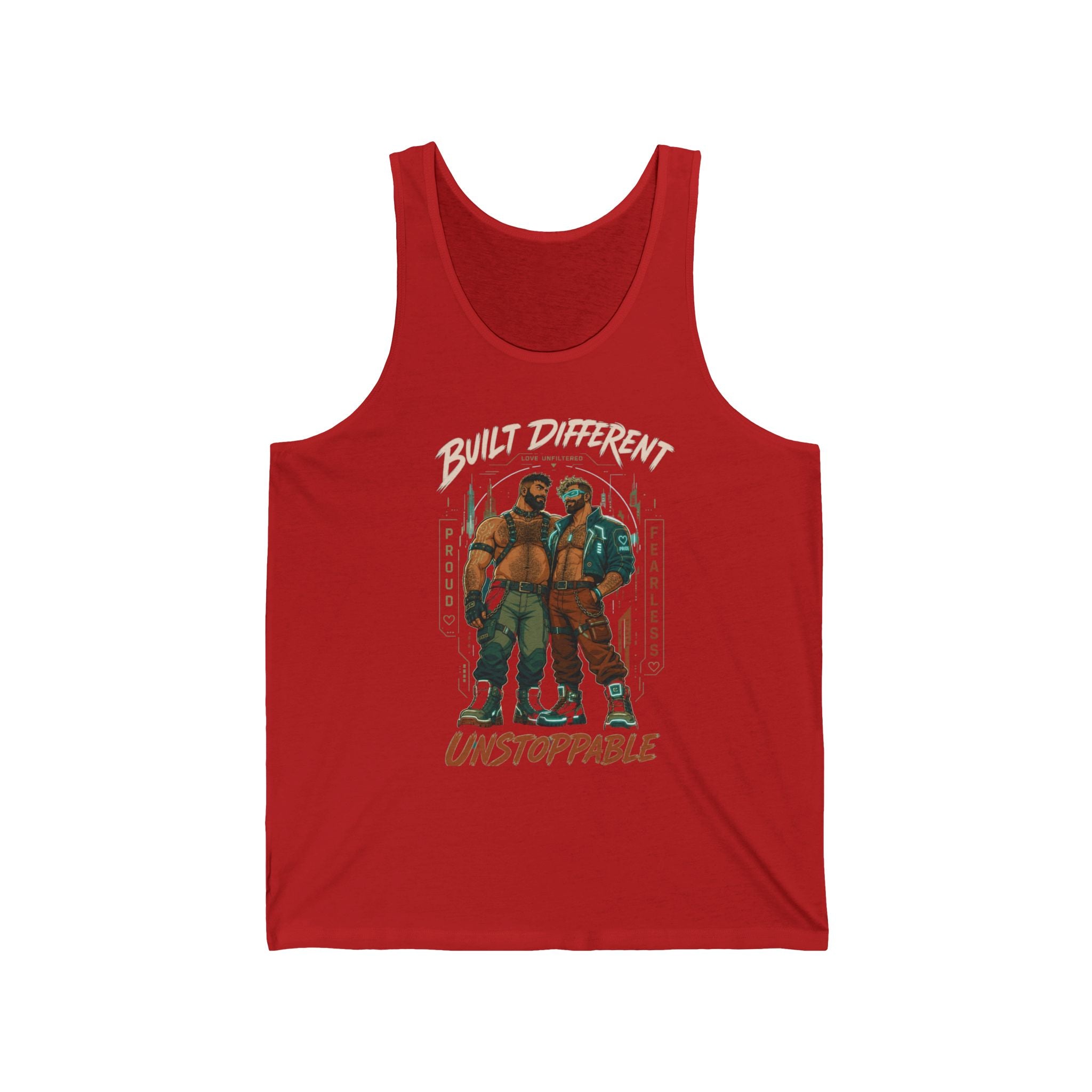 Unisex Tank Top — "Built Different, Unstoppable" Graphic Fitness Tank