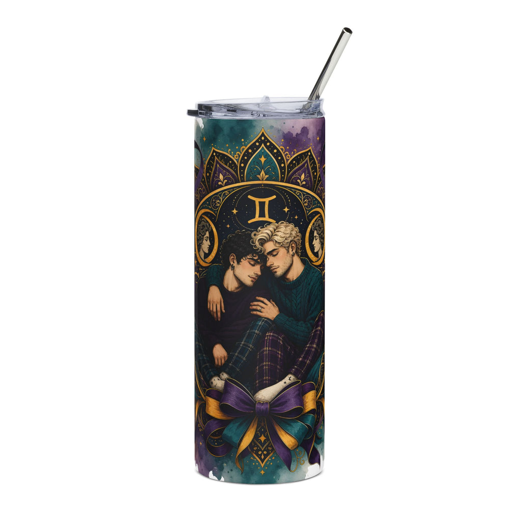 Gemini Zodiac 20oz Stainless Tumbler — Cozy Couple Astrology Design