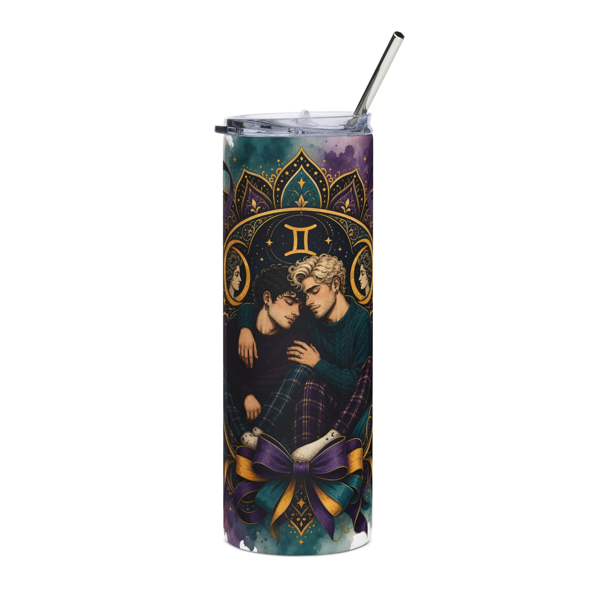 Gemini Zodiac 20oz Stainless Tumbler — Cozy Couple Astrology Design