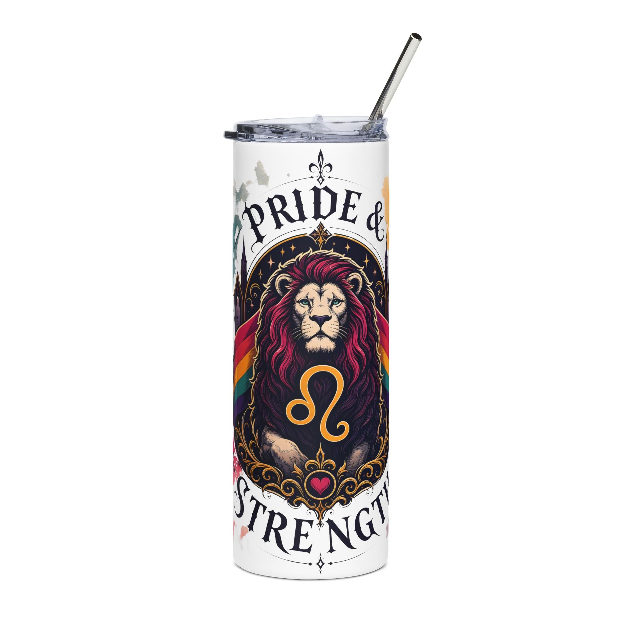 Leo Pride Stainless Steel Tumbler — 20oz Lion 'Pride & Strength' Travel Cup