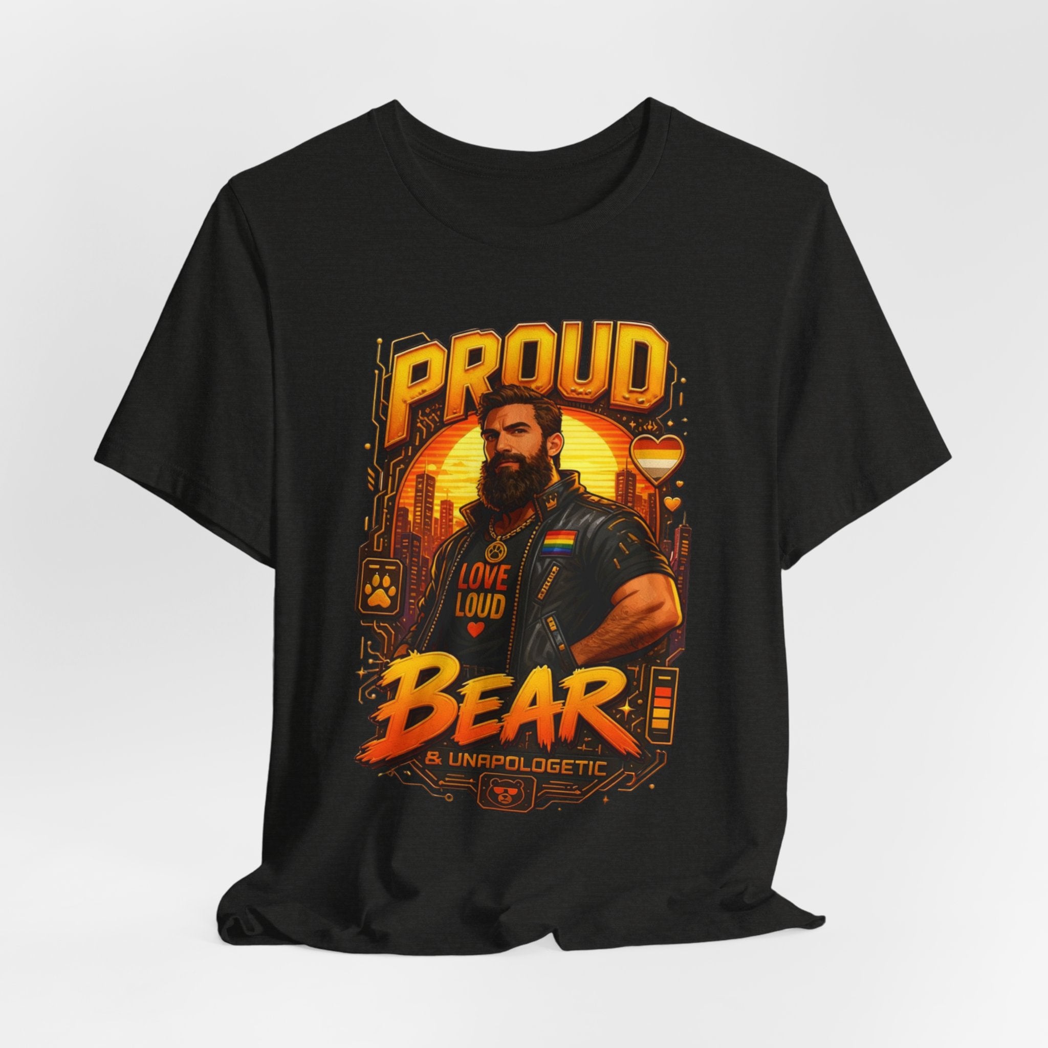 Proud Bear T-Shirt – Vintage Biker ‘Love Loud’ Graphic Tee