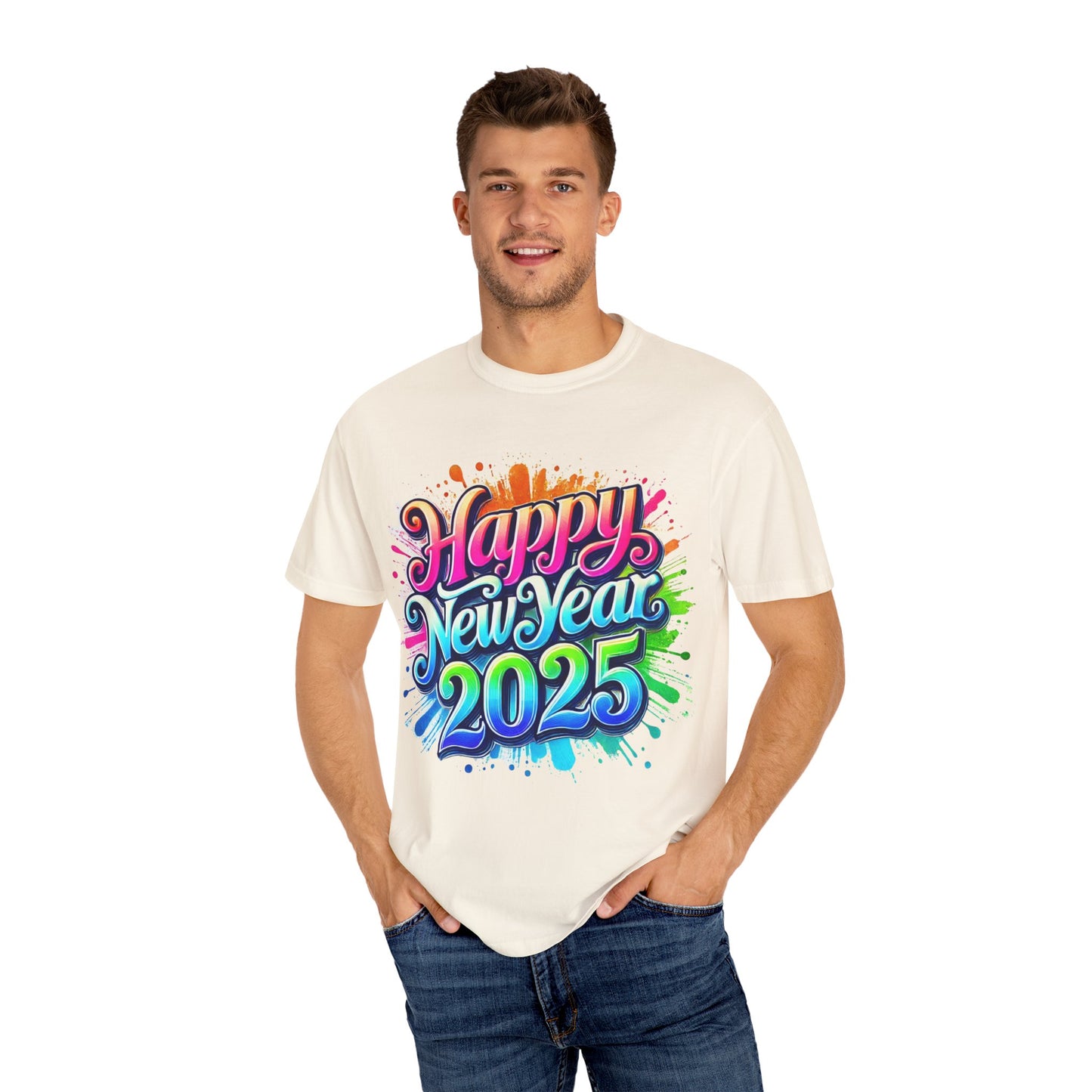 Happy New Year 2025 Unisex Garment-Dyed T-Shirt | Festive Celebration Tee