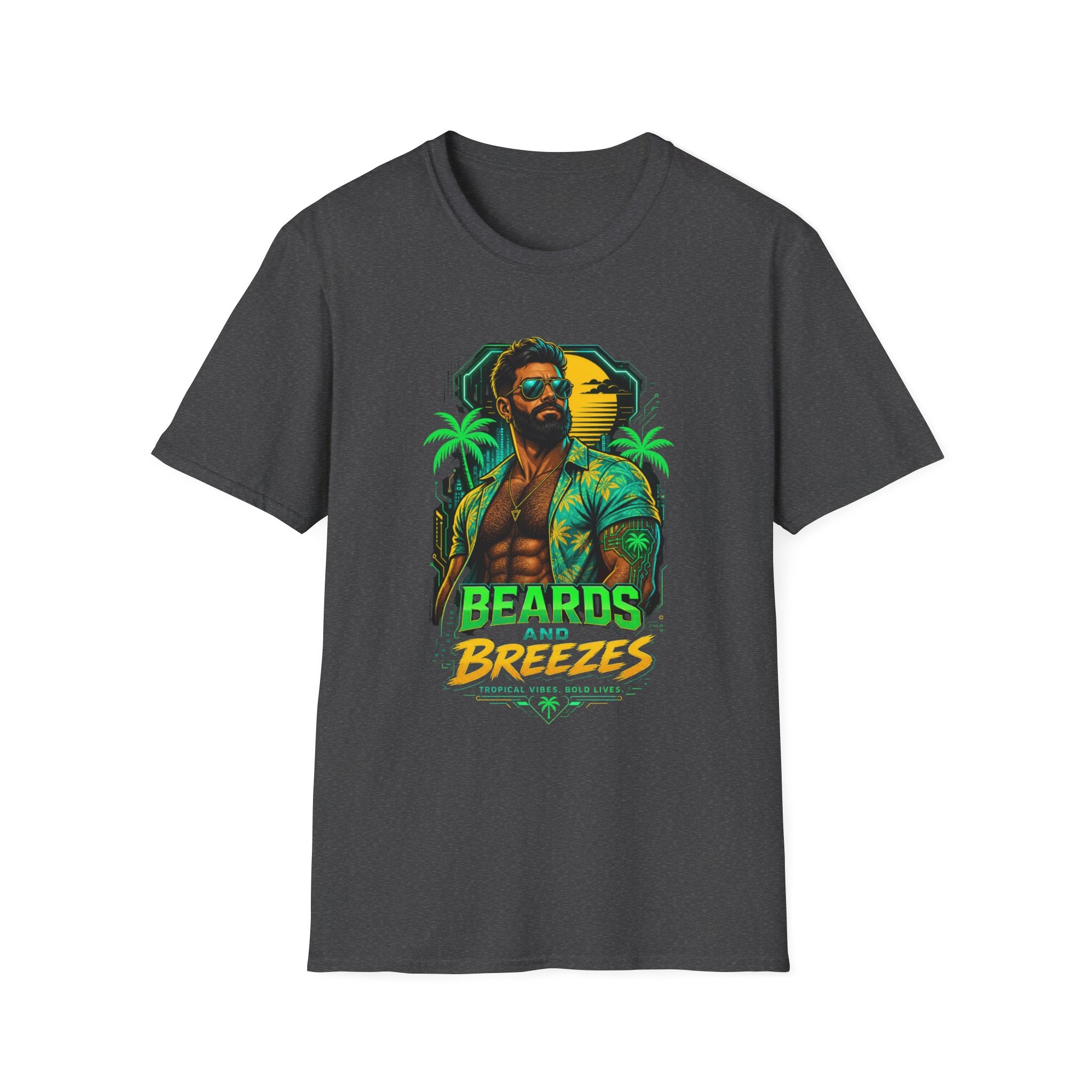 Beards and Breezes Tropical T-Shirt — Retro Beach Vibe Graphic Tee