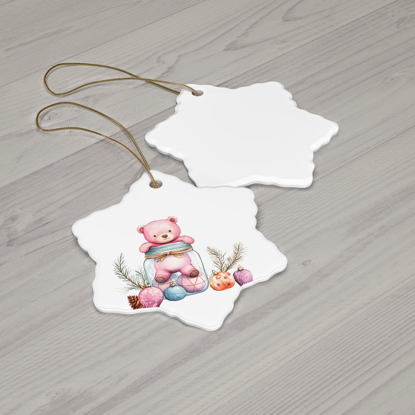 Adorable Pink Bear Ornament in Jar – Perfect Holiday Decoration for a Whimsical Touch