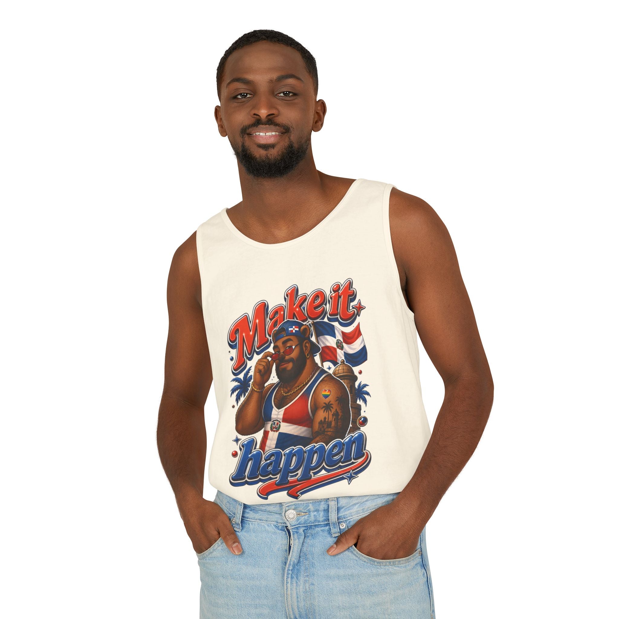 Make It Happen Tank Top — Retro Patriotic Motivational Muscle Tee