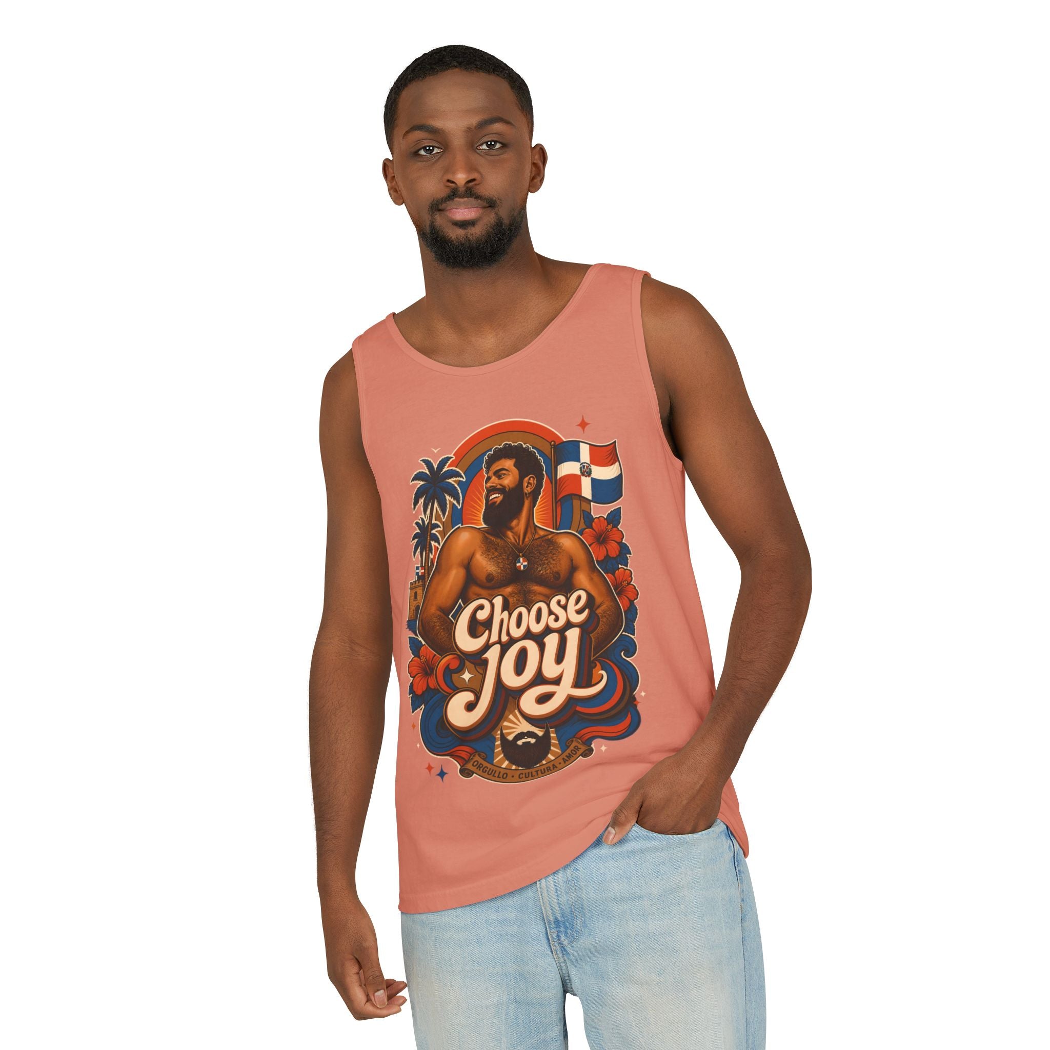 Choose Joy Tank Top — Vintage Tropical Pride Graphic Tank