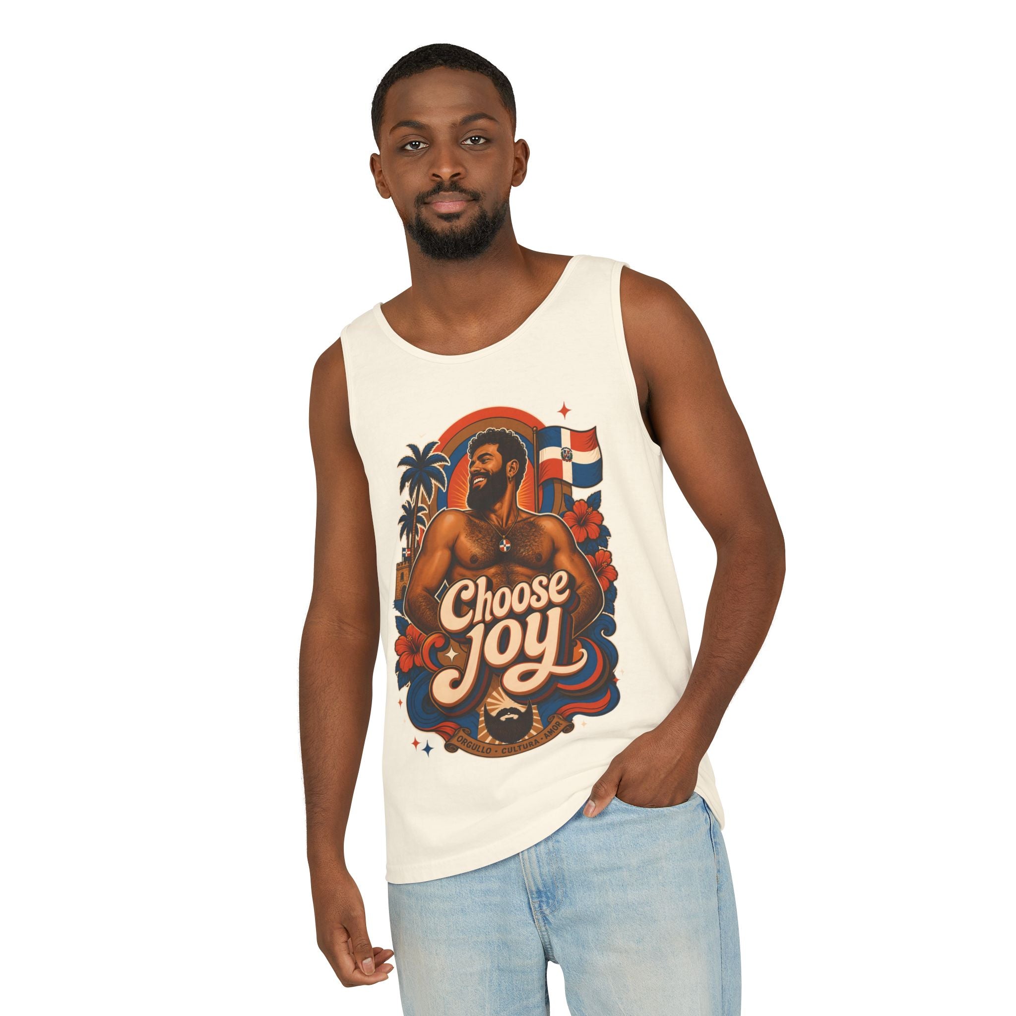 Choose Joy Tank Top — Vintage Tropical Pride Graphic Tank