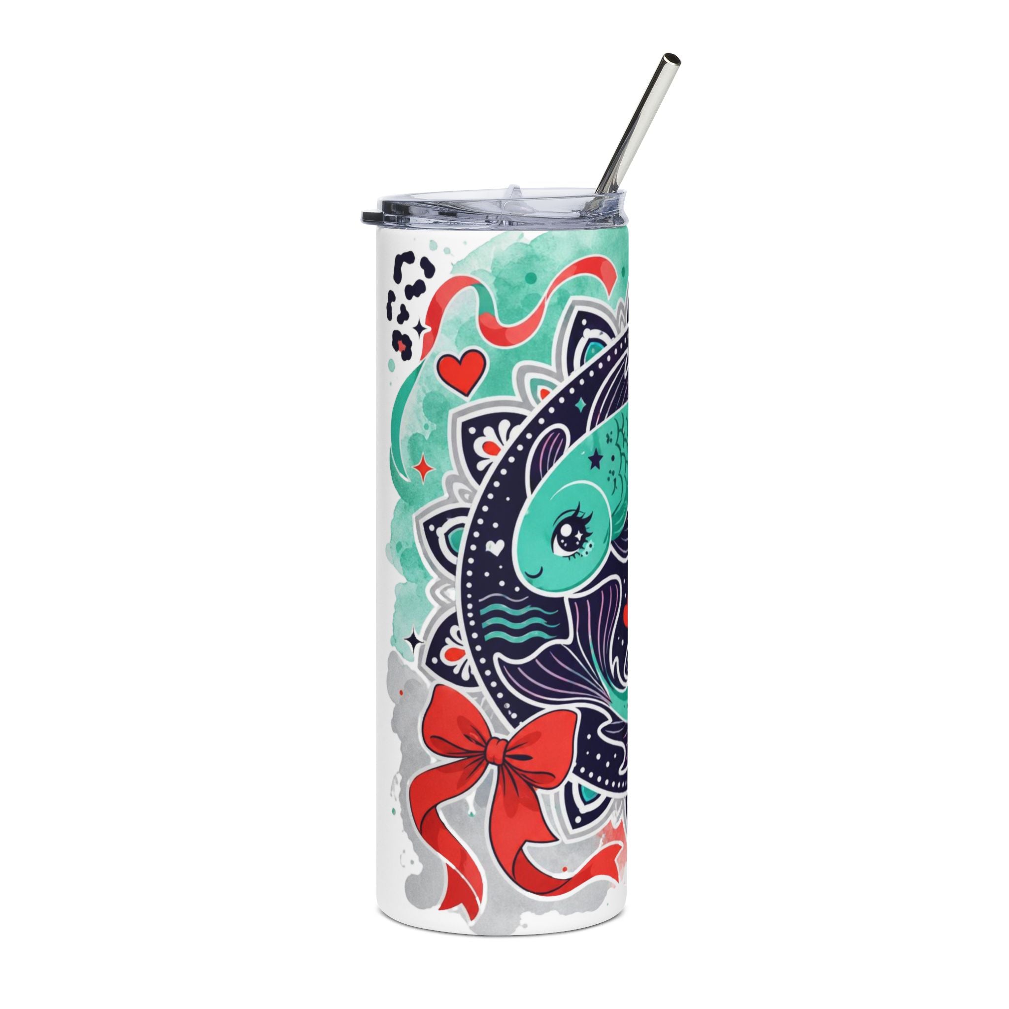 Pisces Zodiac Tumbler 20oz – Koi Fish Mandala Stainless Steel Travel Cup