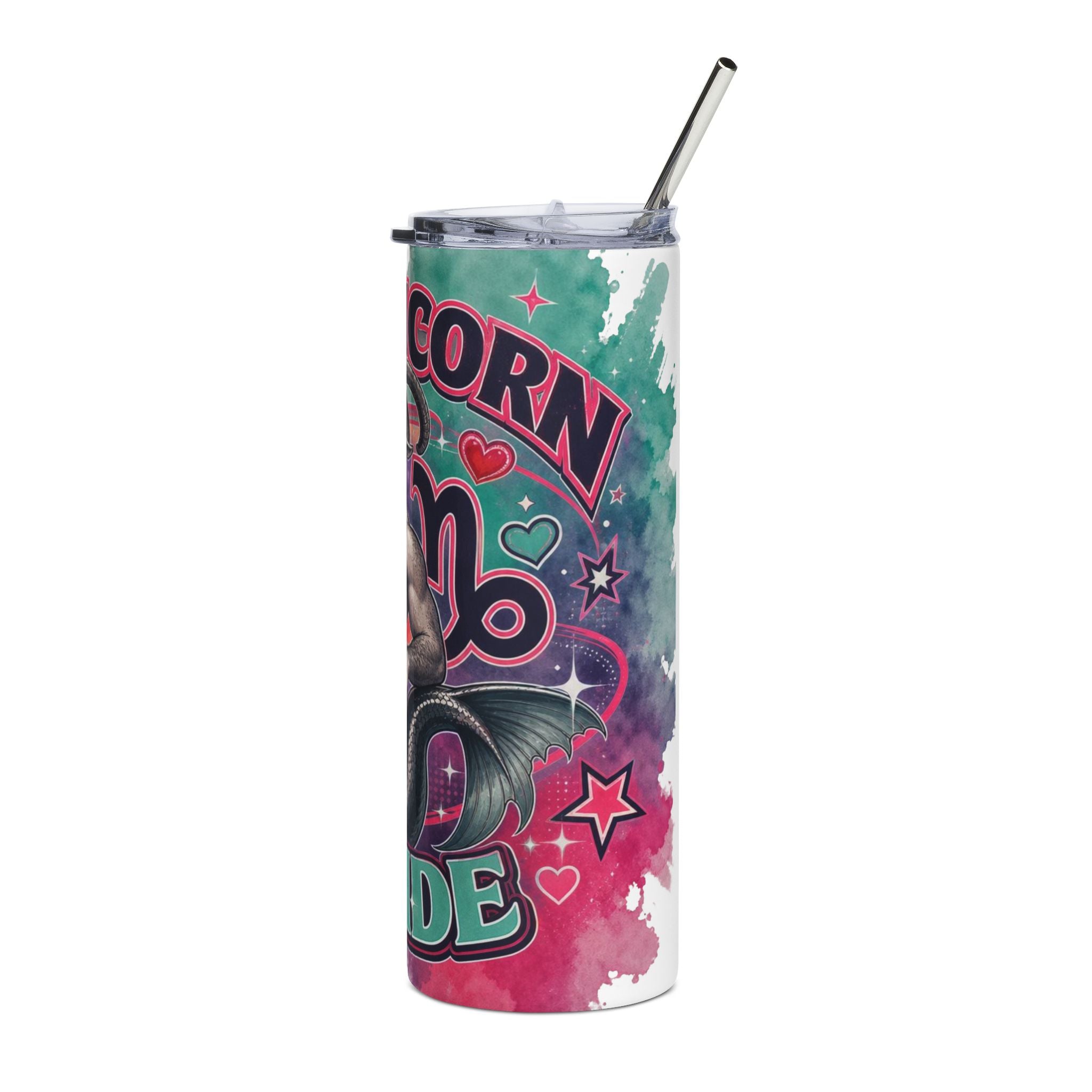 Capricorn Pride Stainless Steel Tumbler — 20oz Zodiac Mermaid Merman Drinkware