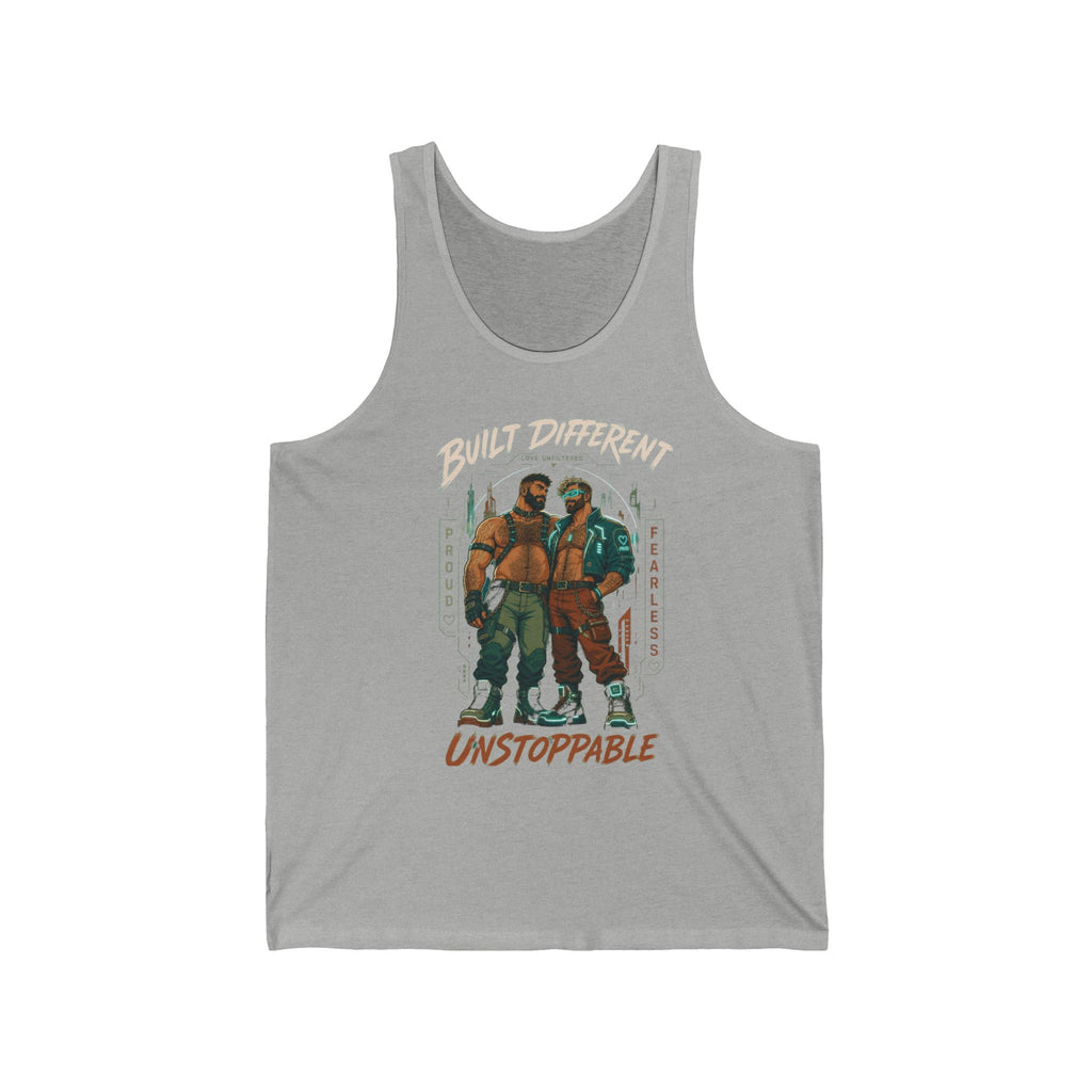 Unisex Tank Top — "Built Different, Unstoppable" Graphic Fitness Tank