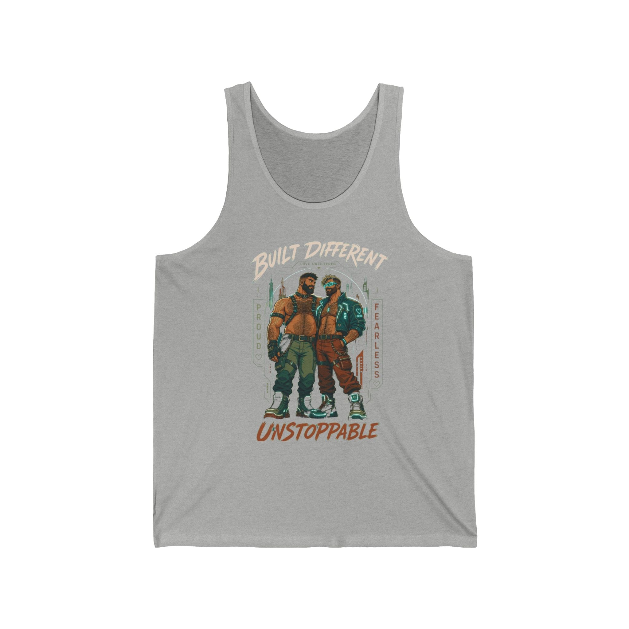 Unisex Tank Top — "Built Different, Unstoppable" Graphic Fitness Tank