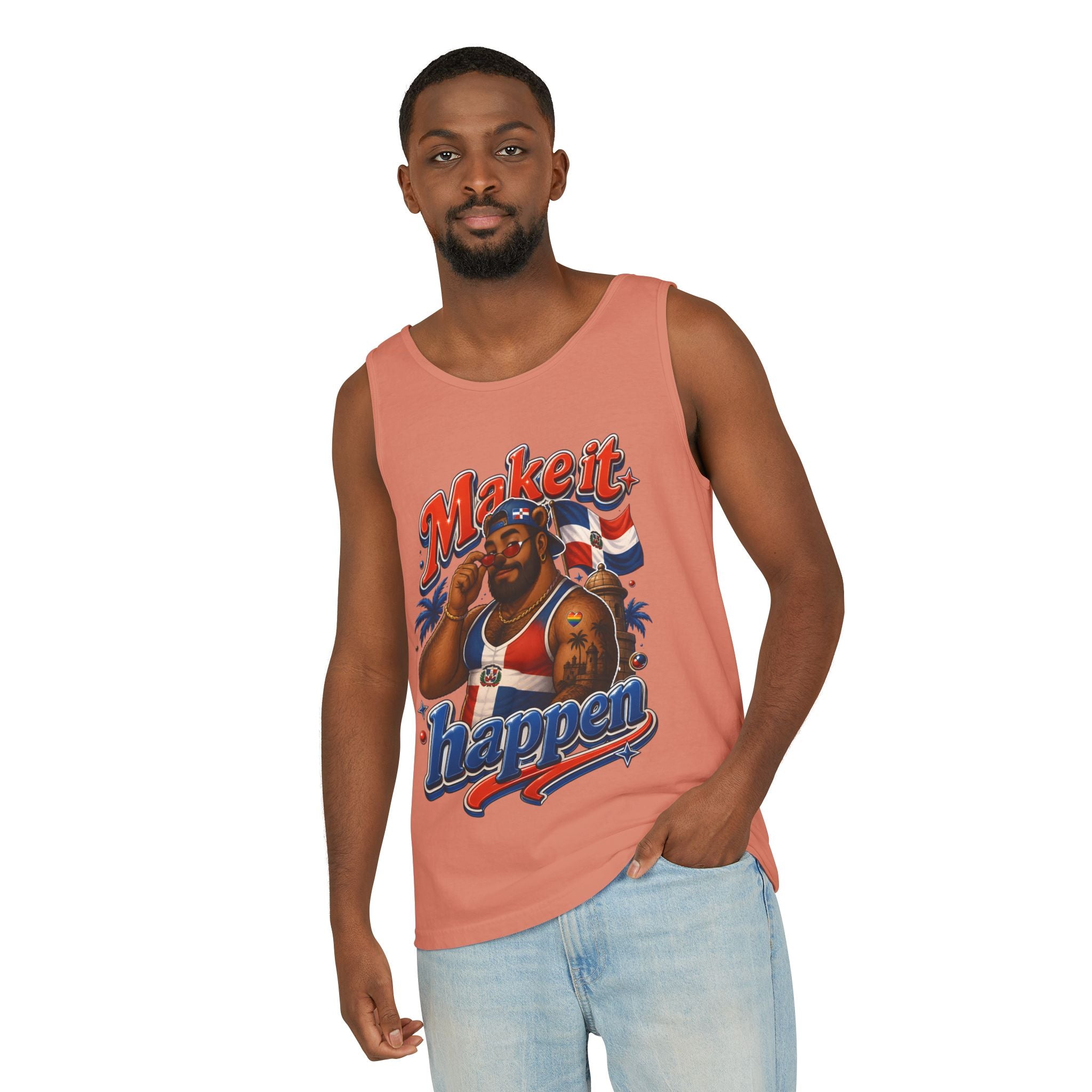 Make It Happen Tank Top — Retro Patriotic Motivational Muscle Tee