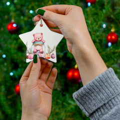 Adorable Pink Bear Ornament in Jar – Perfect Holiday Decoration for a Whimsical Touch