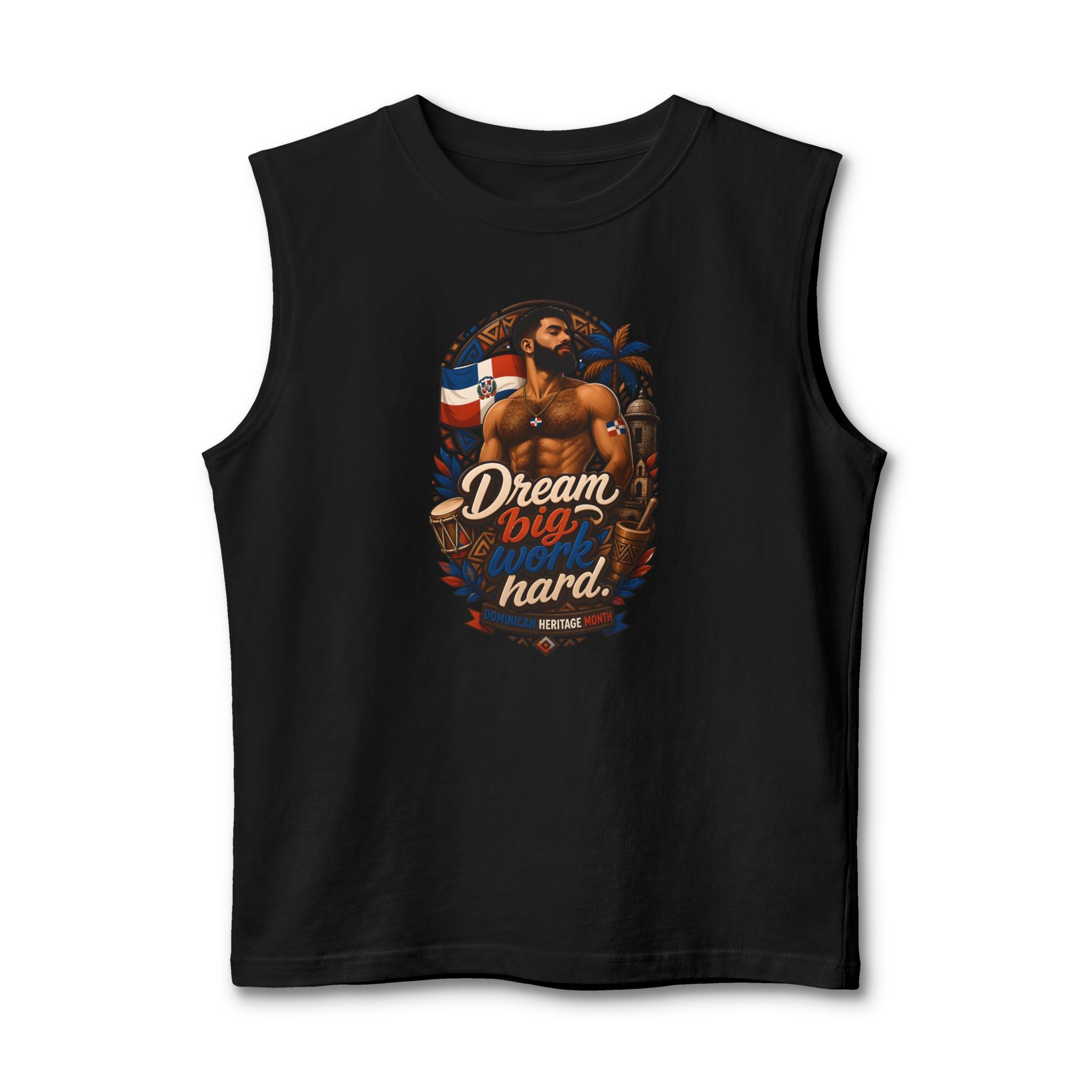 Dream Big Hard Muscle Tank — Retro Patriotic Surf Graphic Tank Top