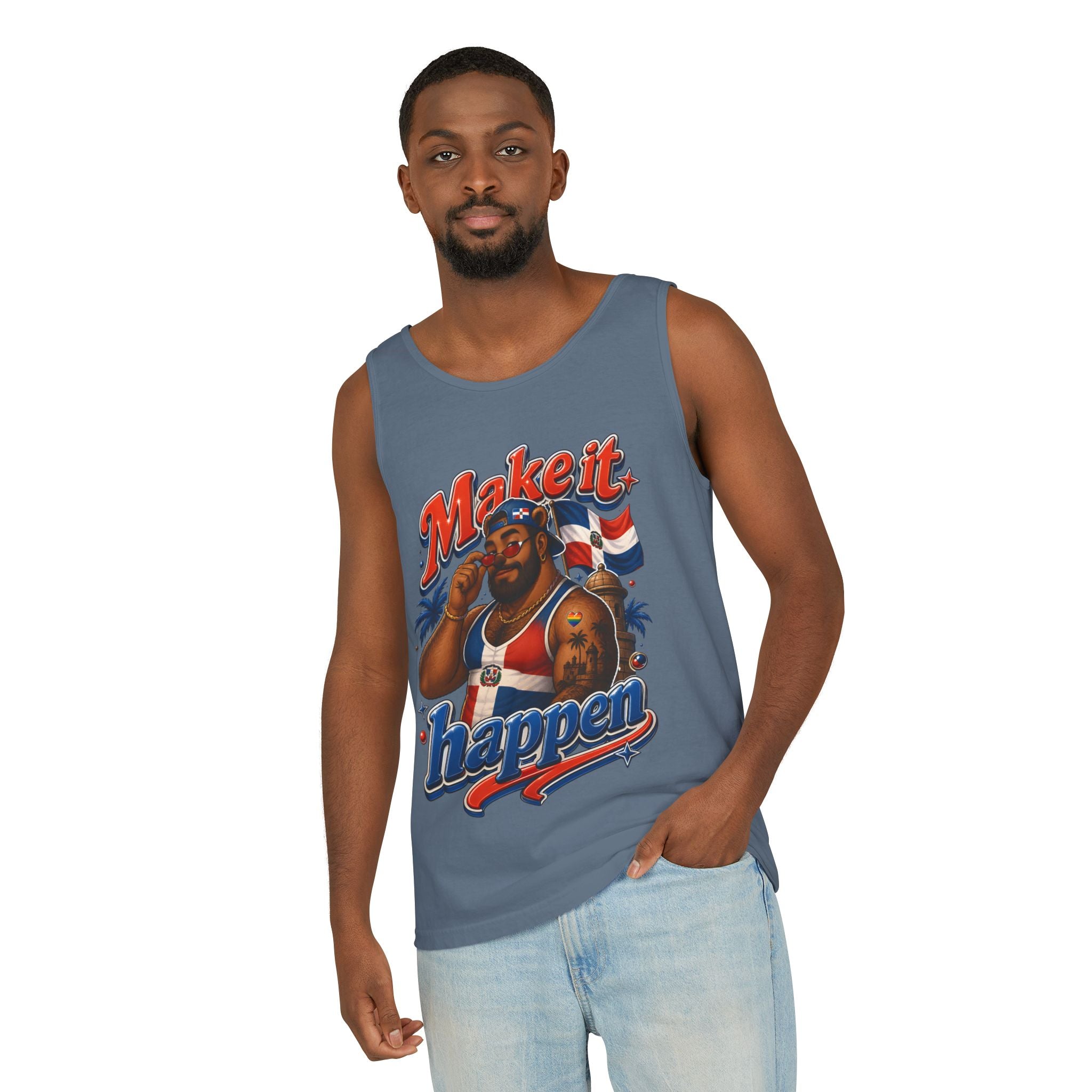 Make It Happen Tank Top — Retro Patriotic Motivational Muscle Tee