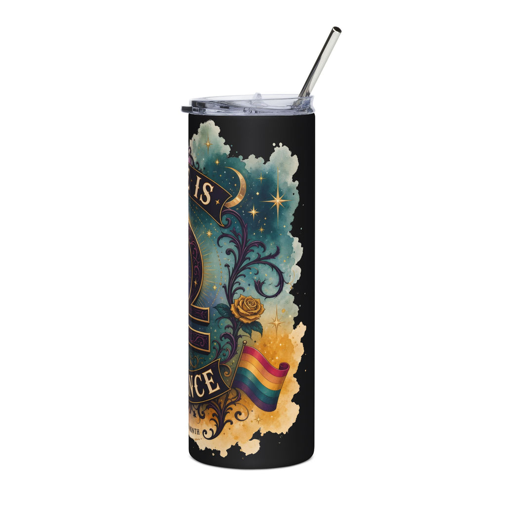 Tumbler — "Love Is Balance" Rainbow Pride 20oz Stainless Steel Tumbler