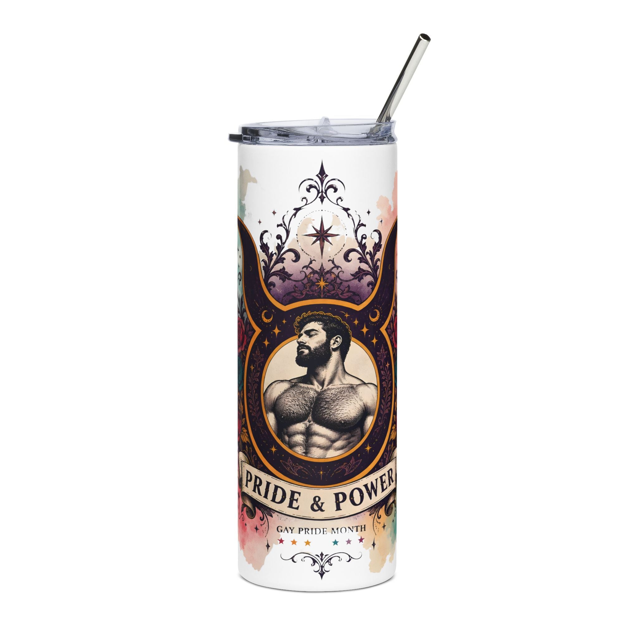 Pride & Power 20oz Stainless Steel Tumbler — Muscle Emblem Travel Cup