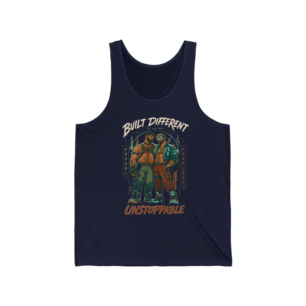 Unisex Tank Top — "Built Different, Unstoppable" Graphic Fitness Tank