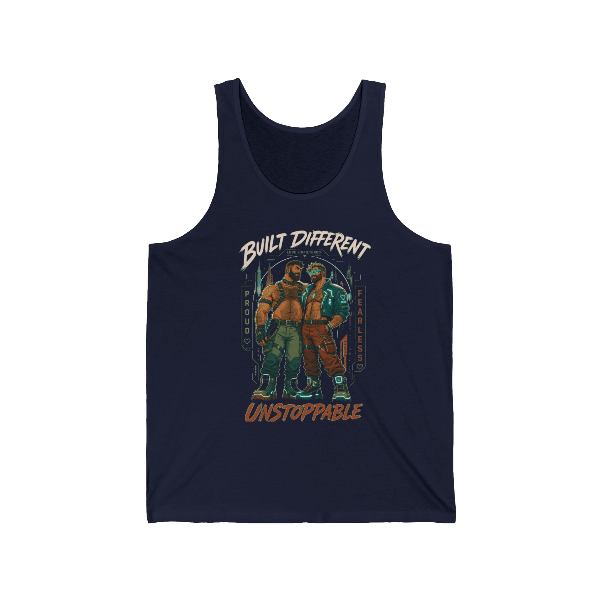 Unisex Tank Top — "Built Different, Unstoppable" Graphic Fitness Tank