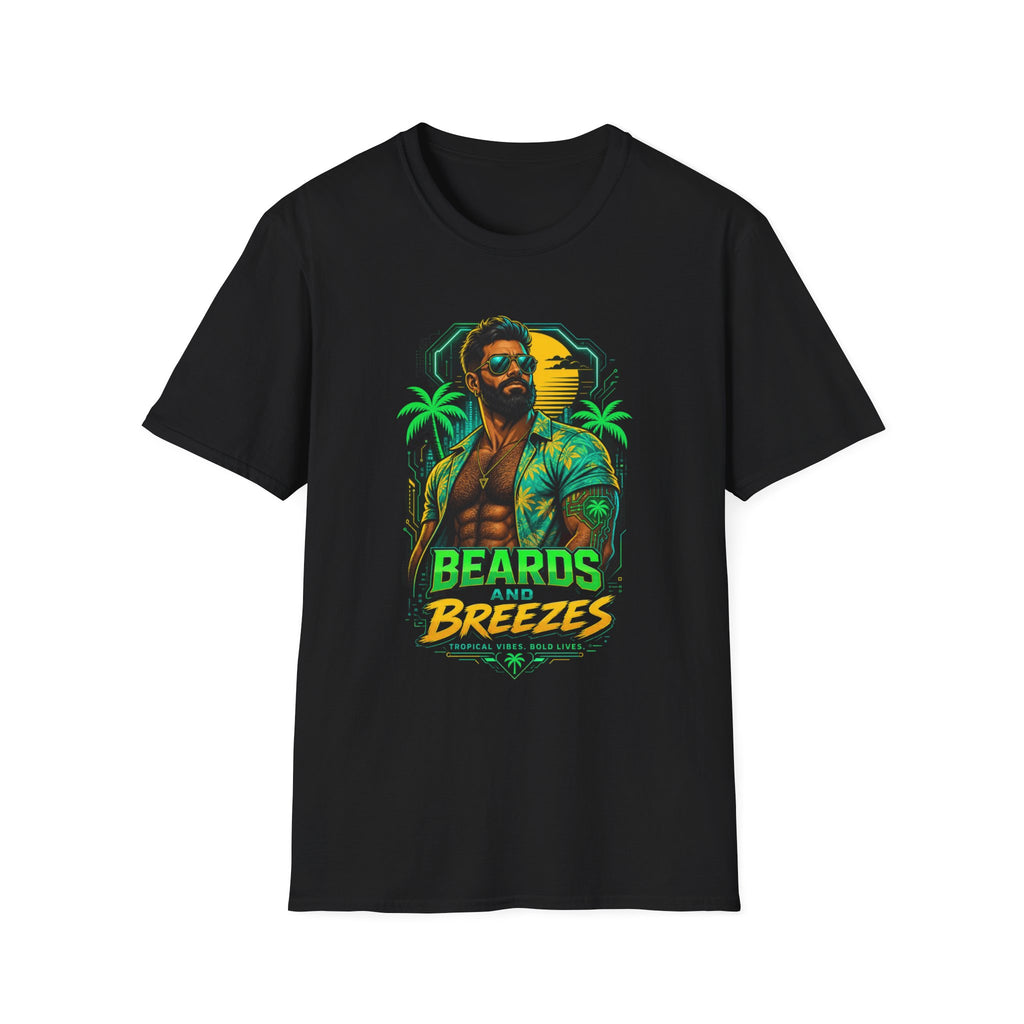 Beards and Breezes Tropical T-Shirt — Retro Beach Vibe Graphic Tee