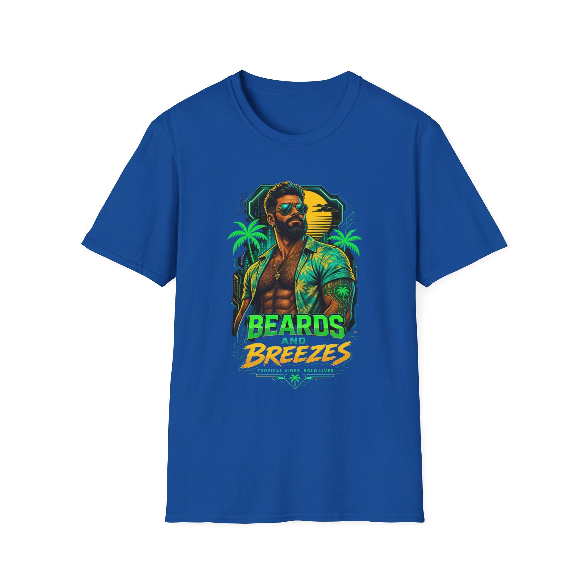 Beards and Breezes Tropical T-Shirt — Retro Beach Vibe Graphic Tee
