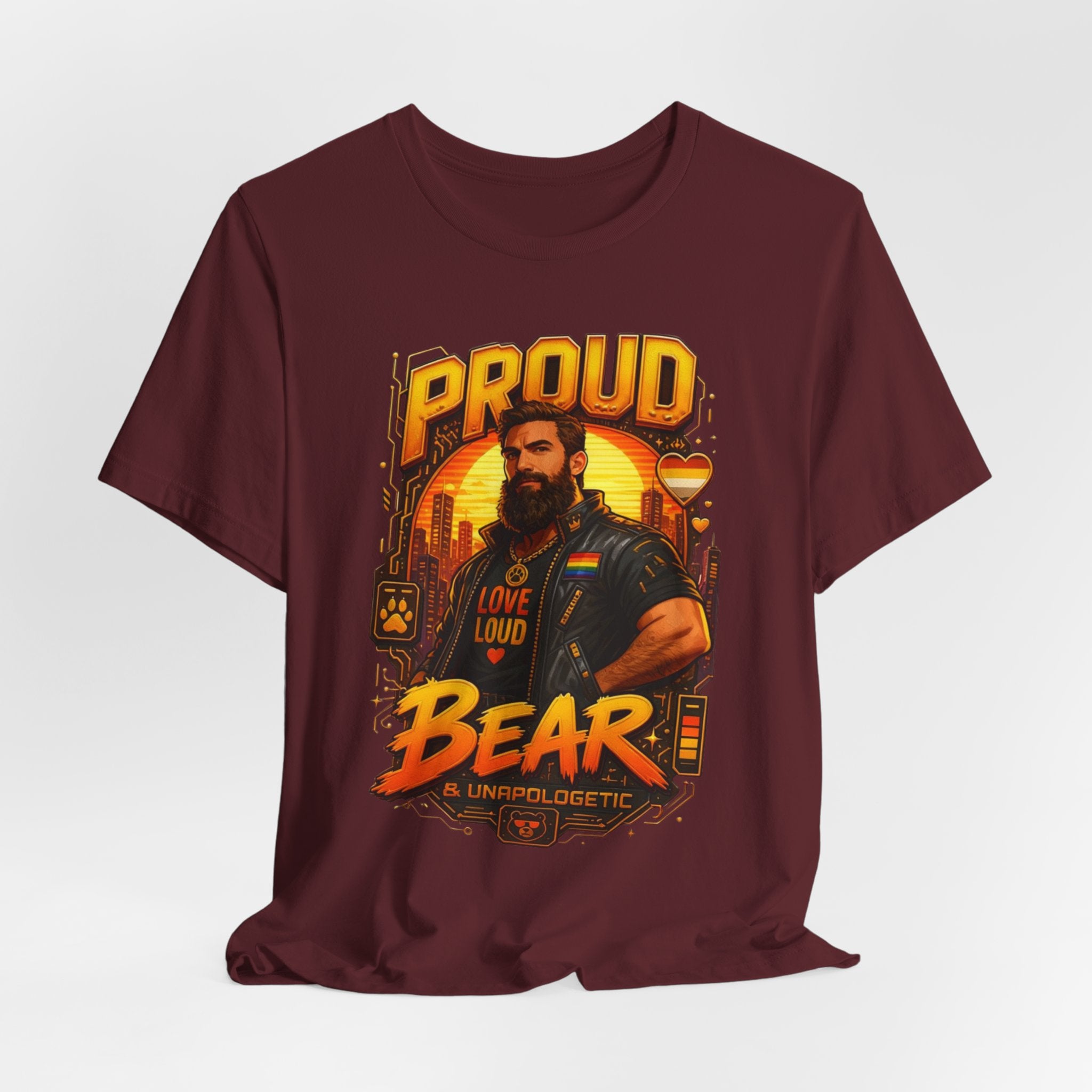 Proud Bear T-Shirt – Vintage Biker ‘Love Loud’ Graphic Tee