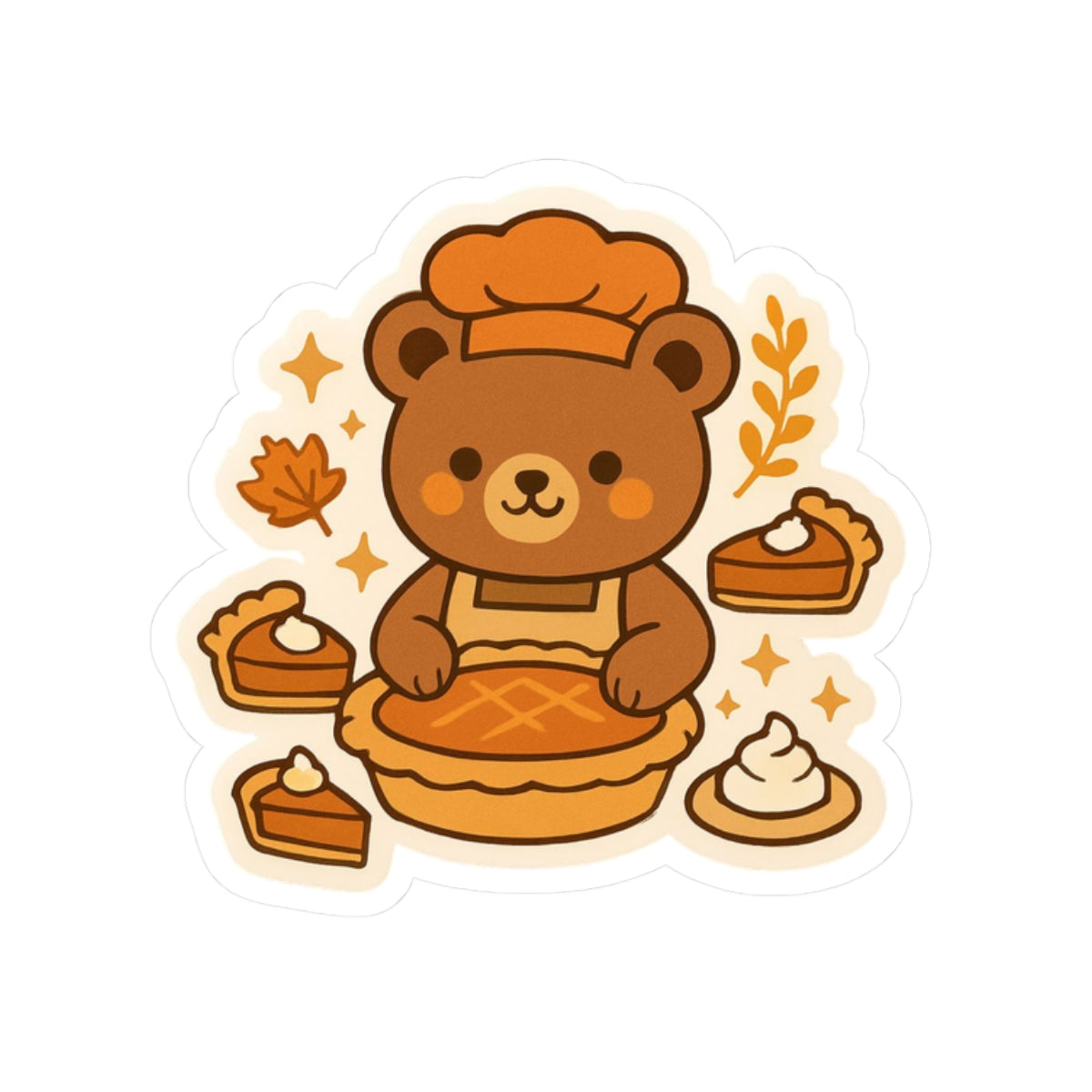 Cozy Bear Baker Sticker | Pumpkin Pie Fall Aesthetic | Adorable Seasonal Gift