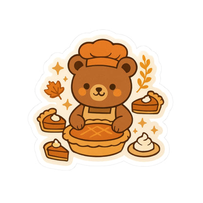 Cozy Bear Baker Sticker | Pumpkin Pie Fall Aesthetic | Adorable Seasonal Gift