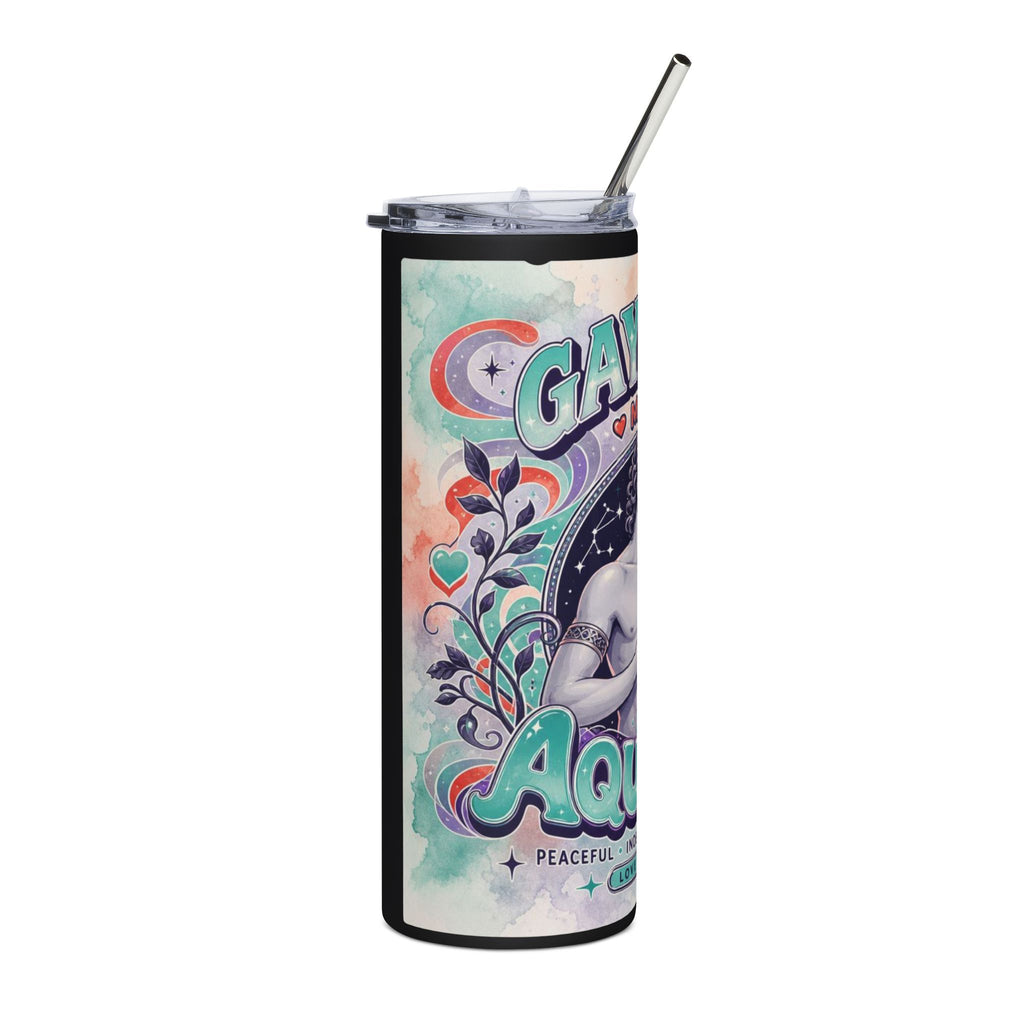Aquarius Pride 20oz Stainless Steel Tumbler – Gay Pride Month Zodiac Water Bottle