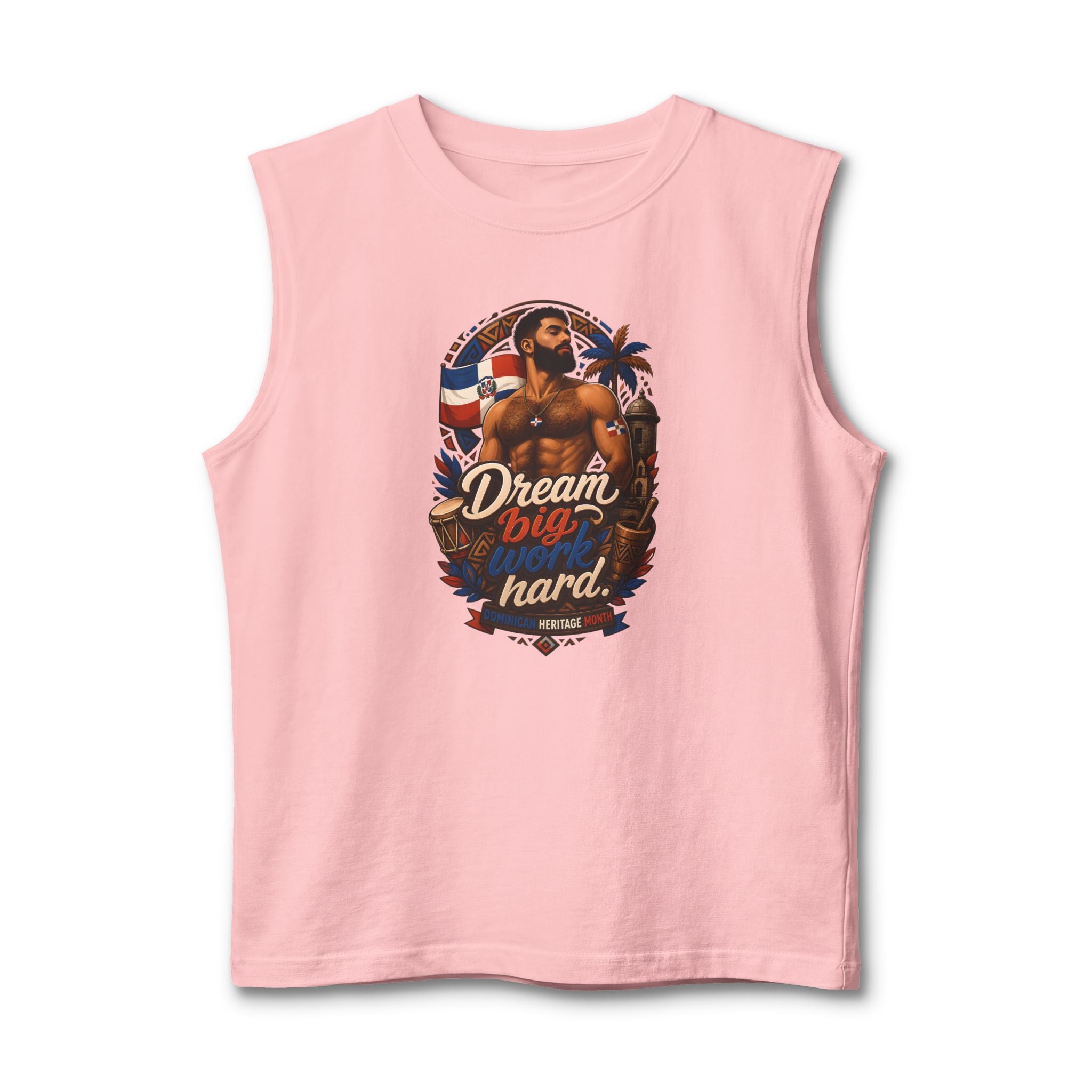 Dream Big Hard Muscle Tank — Retro Patriotic Surf Graphic Tank Top