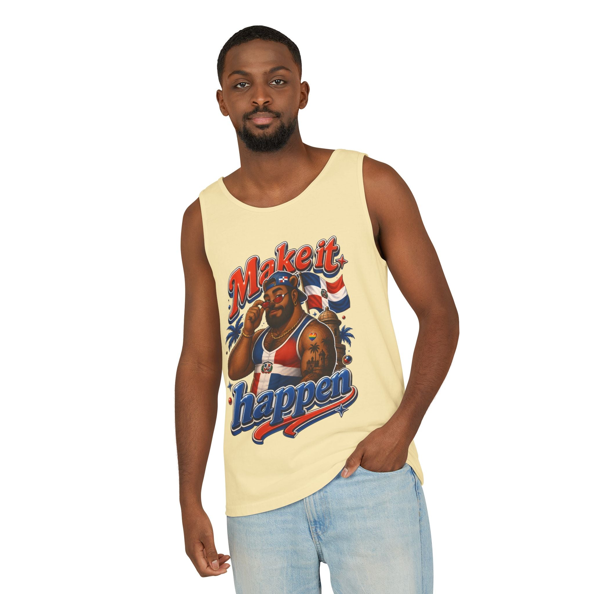 Make It Happen Tank Top — Retro Patriotic Motivational Muscle Tee