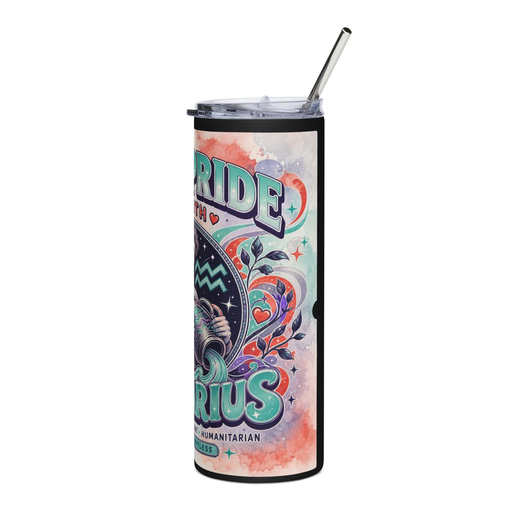 Aquarius Pride 20oz Stainless Steel Tumbler – Gay Pride Month Zodiac Water Bottle