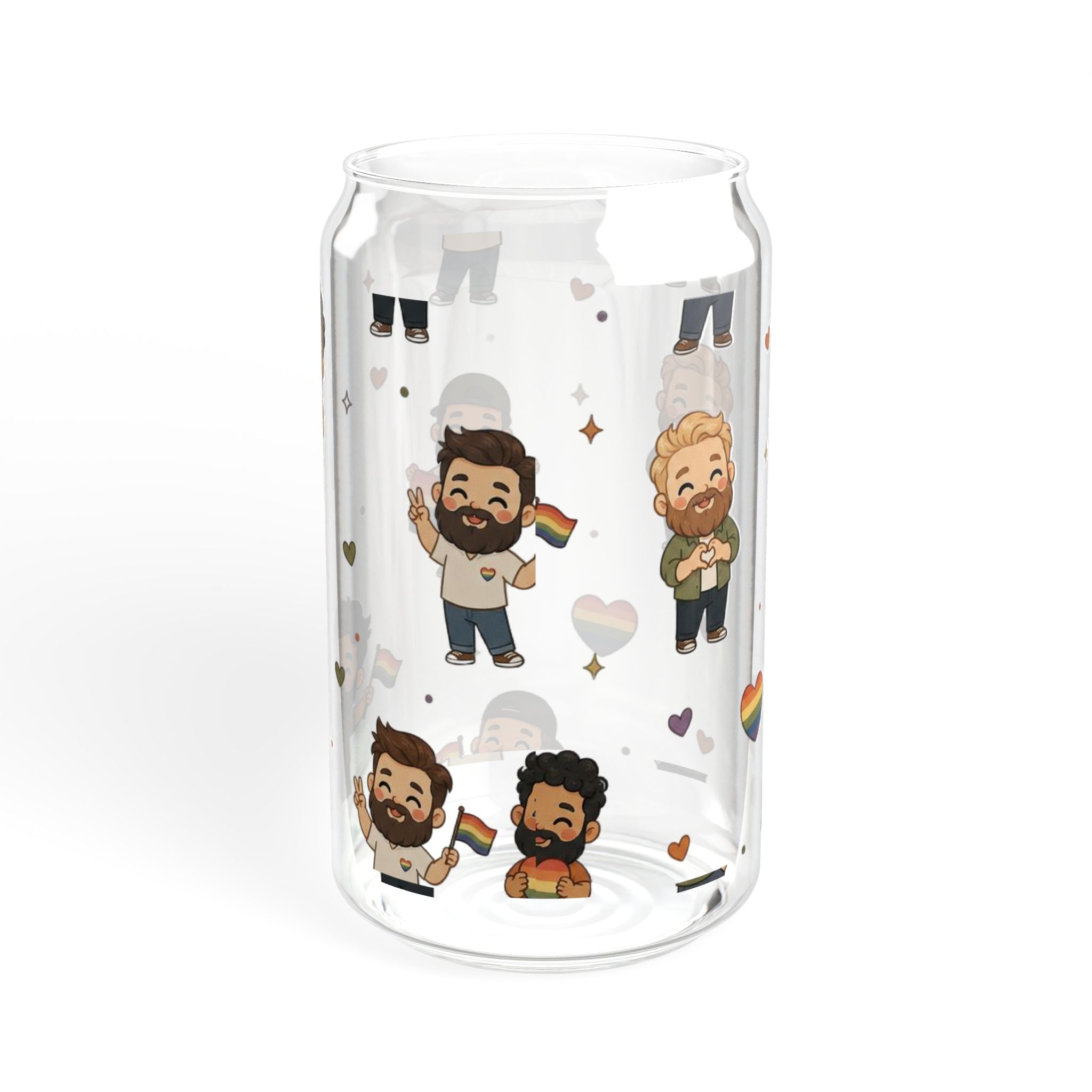 16oz Pride Cartoon Character Sipper Glass with Bamboo Lid & Straw