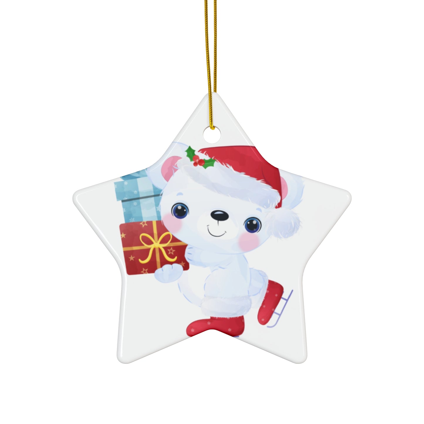 Festive Ice Skating Polar Bear Ornament - Cute Christmas Decoration for Holiday Cheer