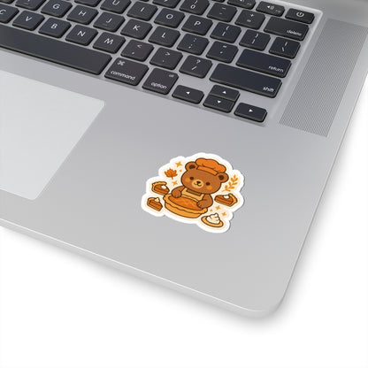 Cozy Bear Baker Sticker | Pumpkin Pie Fall Aesthetic | Adorable Seasonal Gift