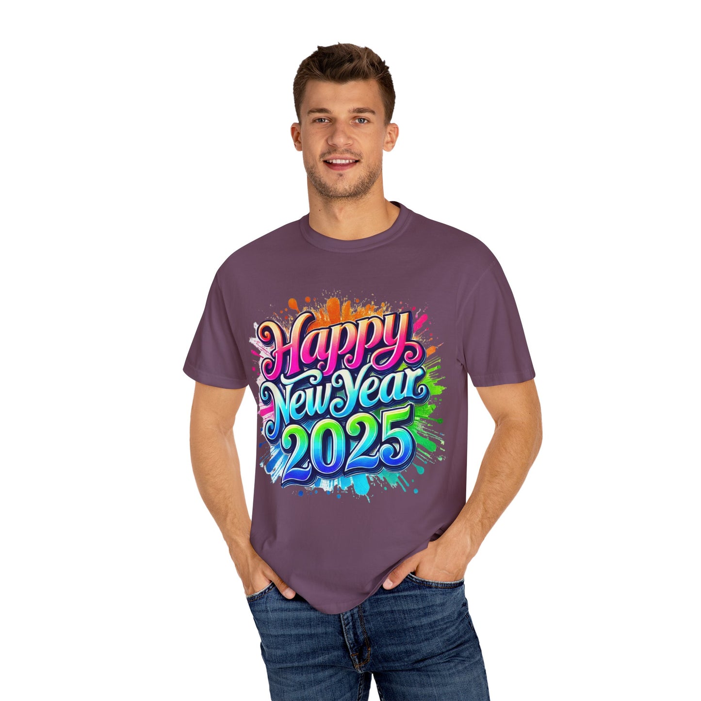 Happy New Year 2025 Unisex Garment-Dyed T-Shirt | Festive Celebration Tee