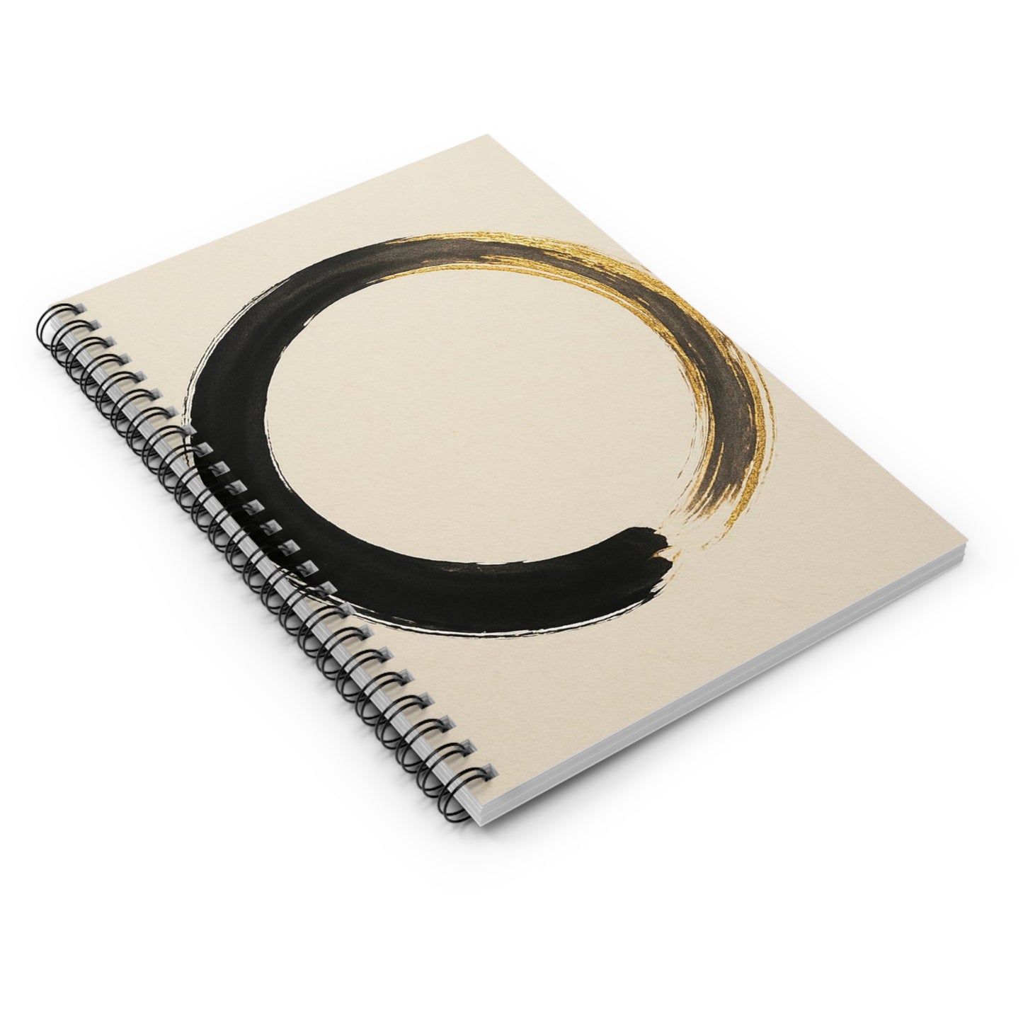 Japanese Enso Notebook | Black & Gold Brush Design | Meditation & Writing Journal