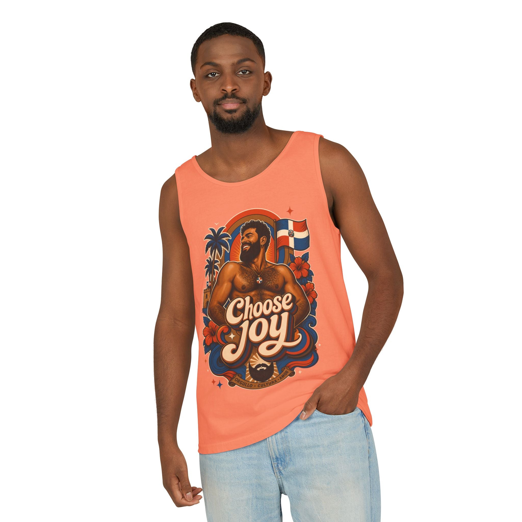 Choose Joy Tank Top — Vintage Tropical Pride Graphic Tank