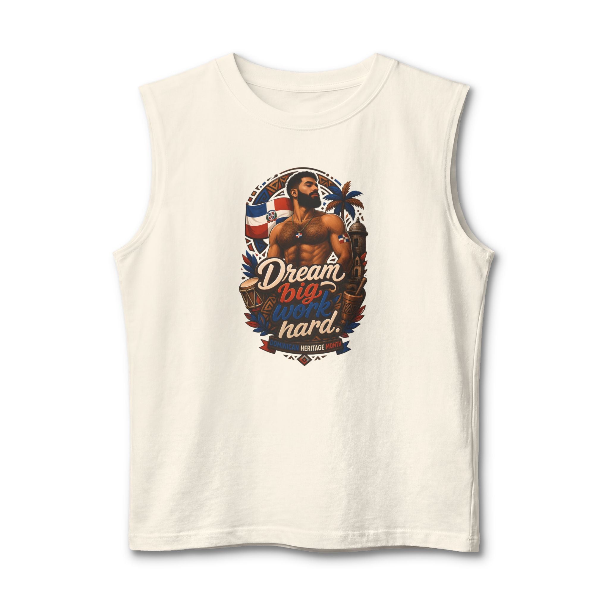Dream Big Hard Muscle Tank — Retro Patriotic Surf Graphic Tank Top