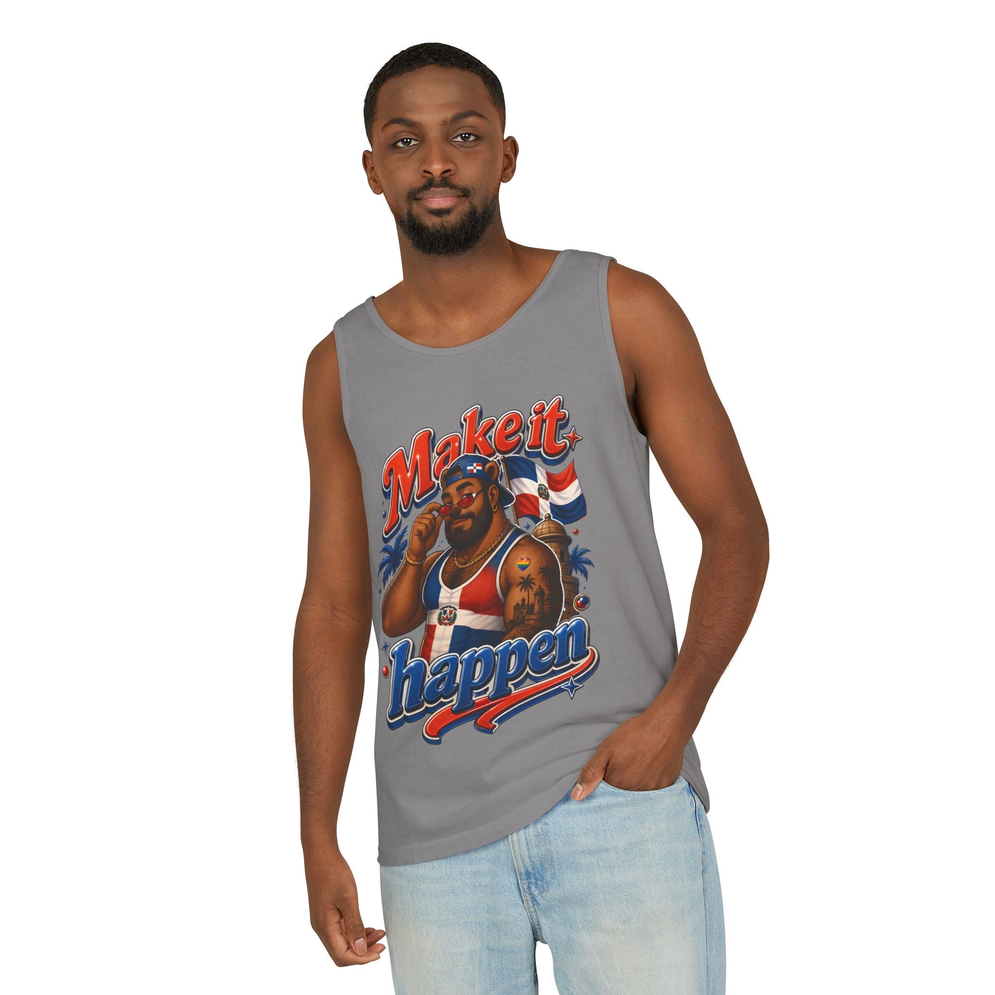 Make It Happen Tank Top — Retro Patriotic Motivational Muscle Tee