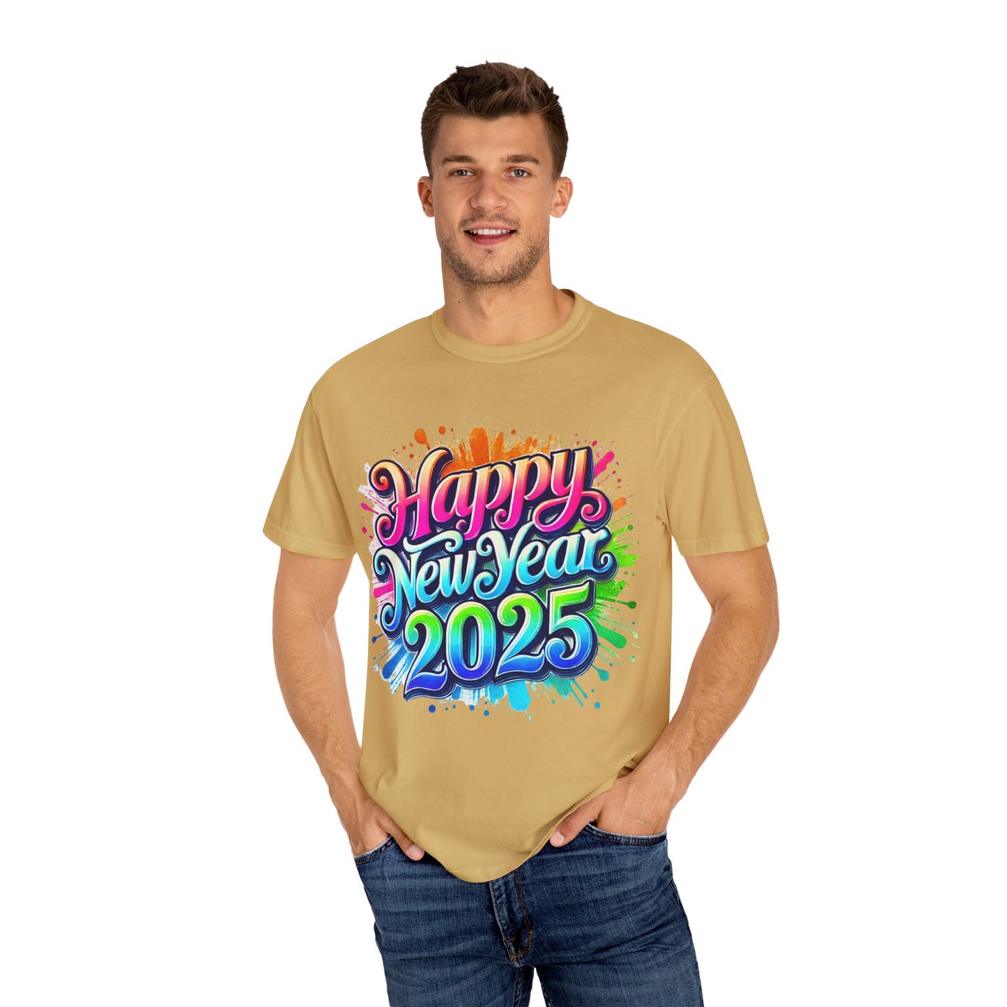 Happy New Year 2025 Unisex Garment-Dyed T-Shirt | Festive Celebration Tee