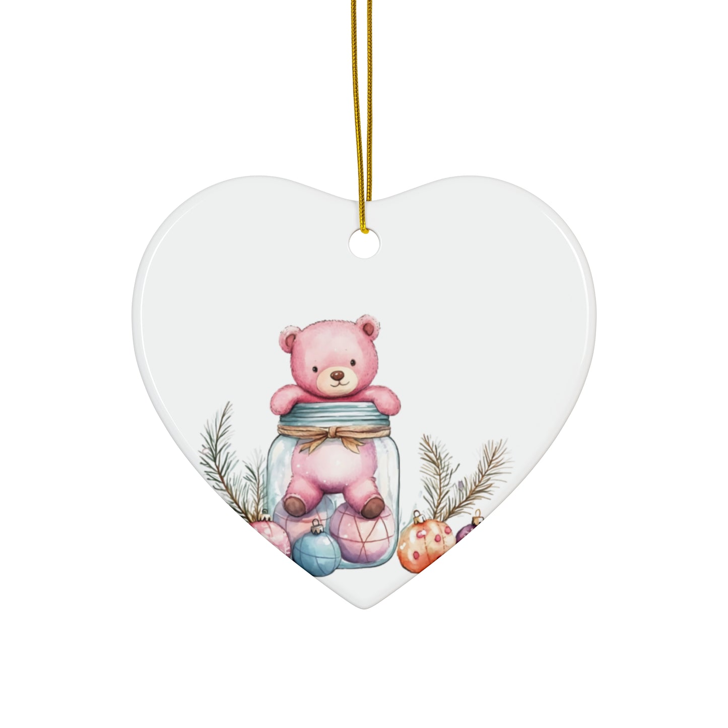 Adorable Pink Bear Ornament in Jar – Perfect Holiday Decoration for a Whimsical Touch