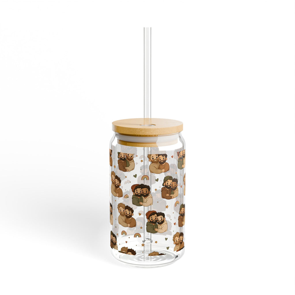 Bear Family 16oz Sipper Glass with Bamboo Lid – Cute Woodland Cubs Pattern