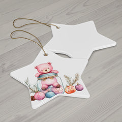 Adorable Pink Bear Ornament in Jar – Perfect Holiday Decoration for a Whimsical Touch