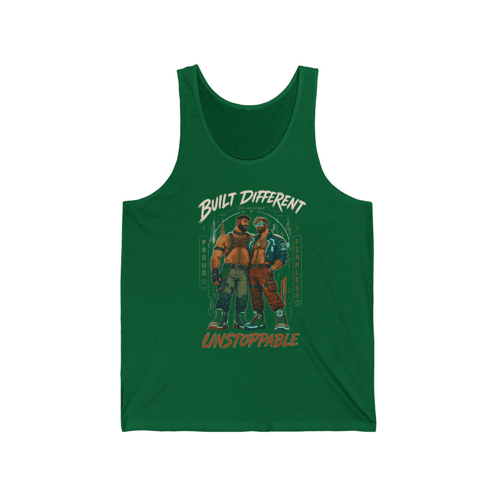 Unisex Tank Top — "Built Different, Unstoppable" Graphic Fitness Tank
