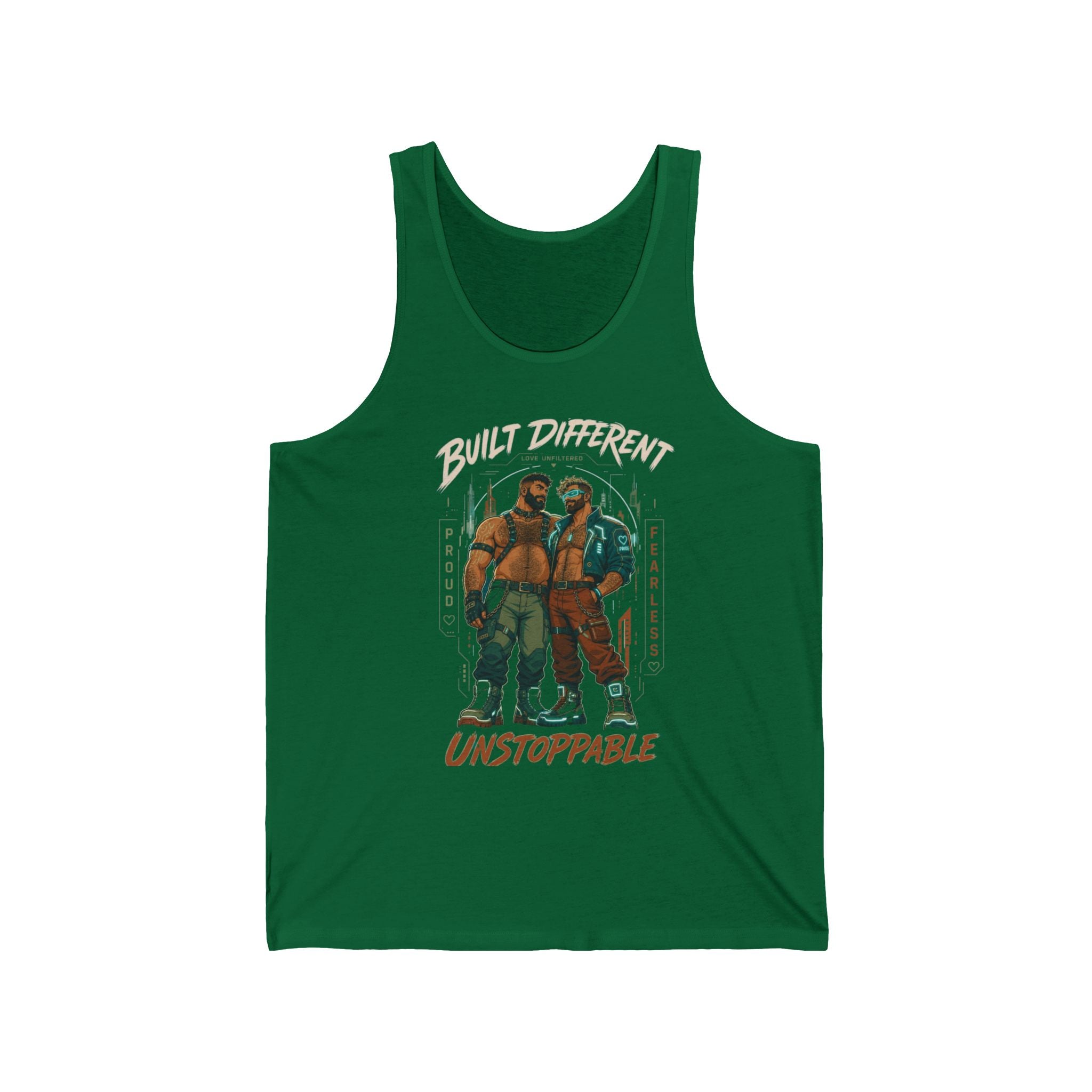 Unisex Tank Top — "Built Different, Unstoppable" Graphic Fitness Tank