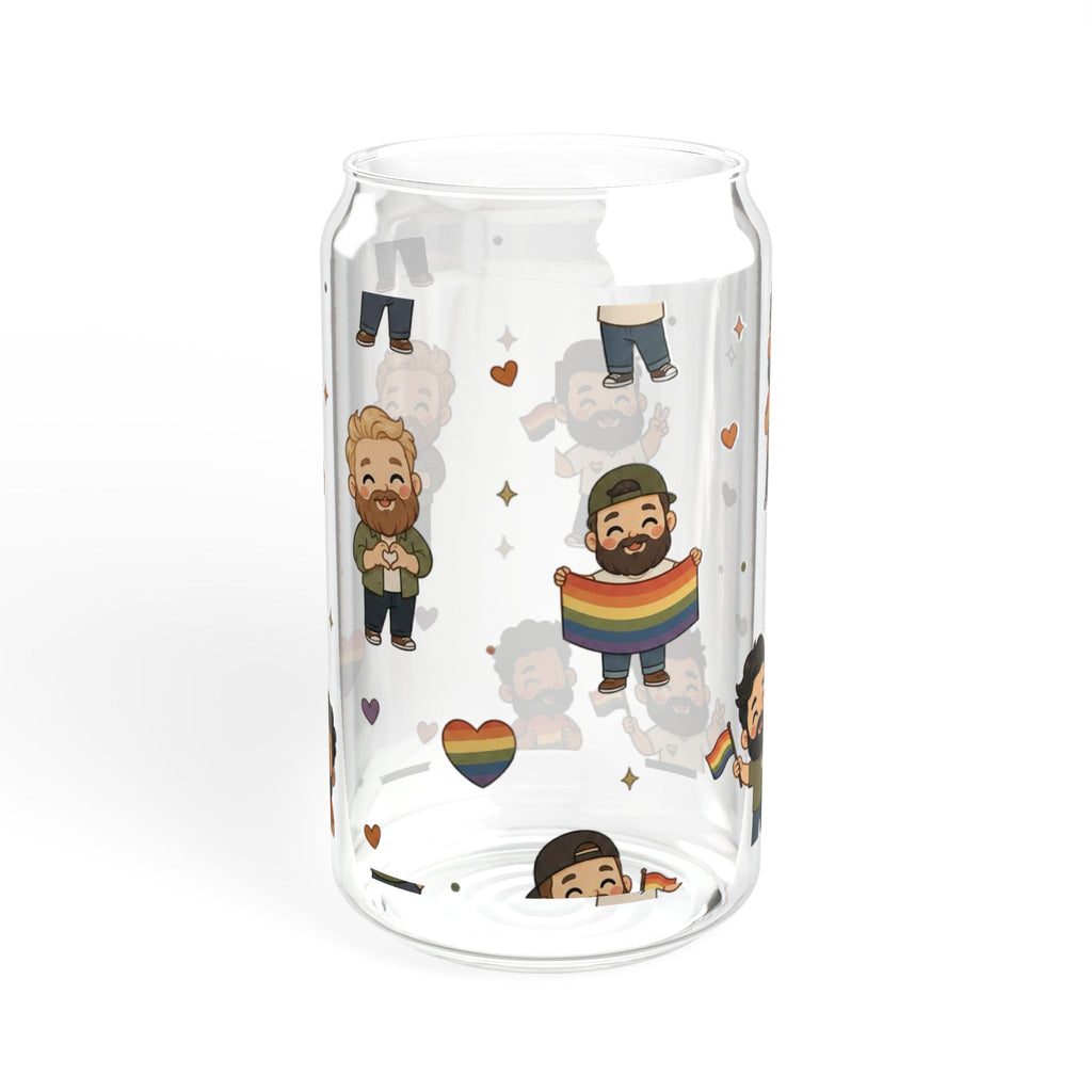 16oz Pride Cartoon Character Sipper Glass with Bamboo Lid & Straw